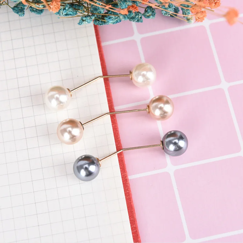 3Pcs/set Sweater Collar Needle Safety Brooch Simple Double Pearl Brooch Pins Clothing Accessories Brooches For Women