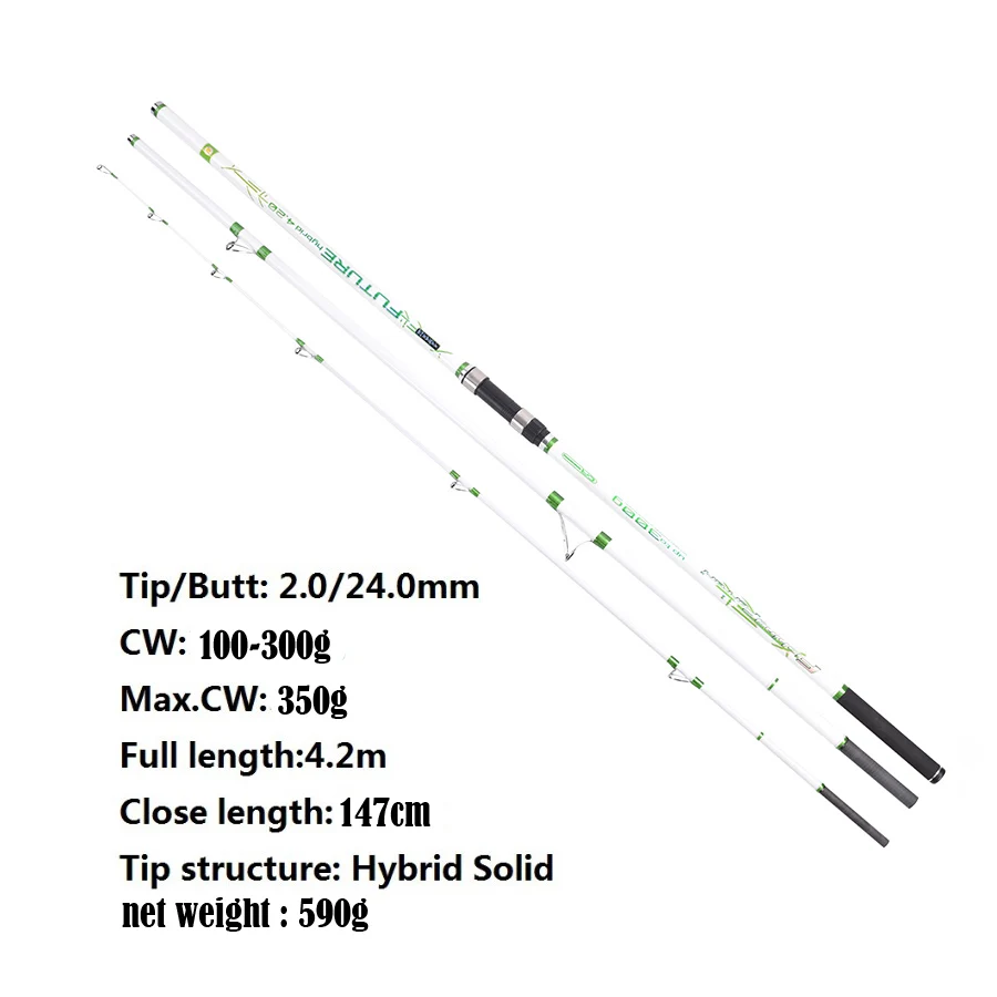 Ucatchok 4,2 m 3-teilige 30T 300 g Wurfgewicht High Carbon Fiber Brandungsrute_voghion.com