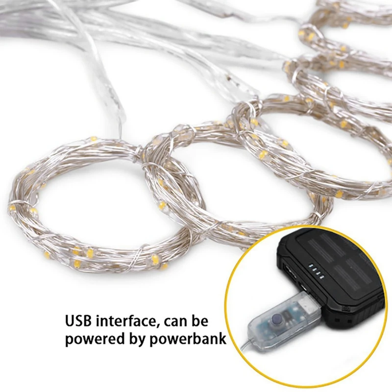 300 светодиодный USB Гирлянда для занавесок сказочные огни подвесной настенный светильник для свадебной вечеринки 8 режимов Водонепроницаемая декоративная Рождественская уличная гирлянда