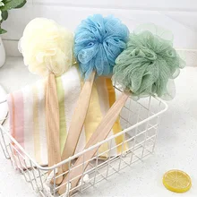 Деревянная ручка сетка губка длинная ручка щетка для ванны тереть полотенце не просите помощи обратно тереть Ванна щетка ванна мяч ванна играть бу