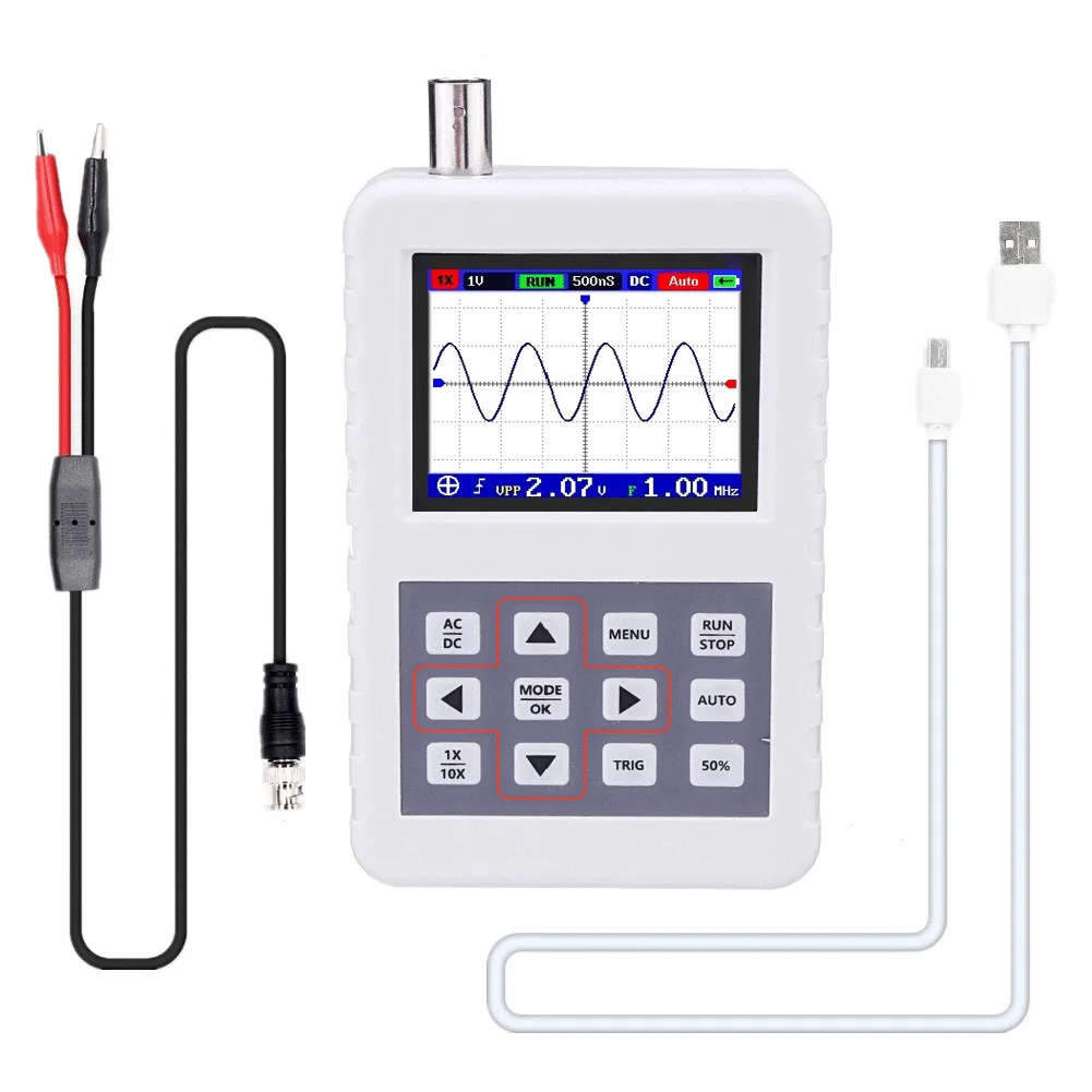 

ADS2050H 2.4 Inch LCD Screen 5MHz Bandwidth 20M Sampling Rate Rechargeable Handheld Oscilloscope One Key Auto Mini High Accuracy