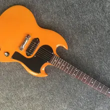 custom shop electric guitar mahogany wood body and neck one p90 pickups orange color sg guitar