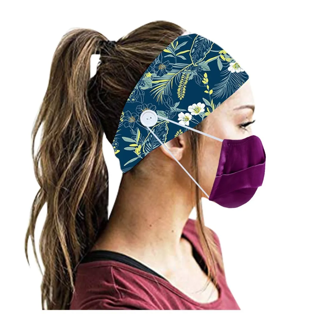 

Men Women Headbands Anti-leak Mask Partner Sweatband Headband Running Elastic Hair Band Bandana Side Button Hair Hoop