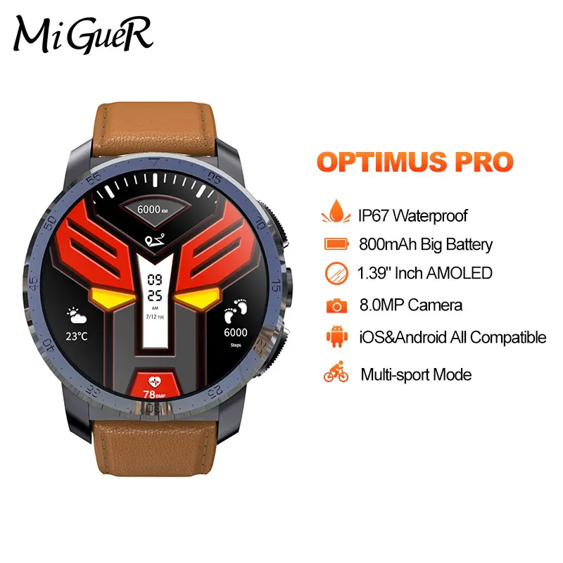 KOSPET Optimus Pro 3GB 32GB Dual Systems 8.0MP 4G IP67 Smart Watch Android7.1.1 800mAh Battery Smatwatch Men For IOS Android