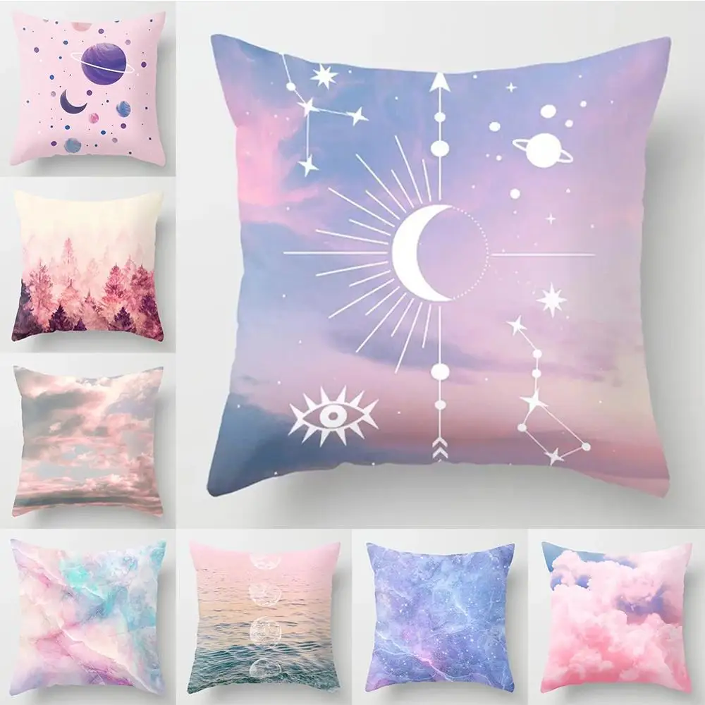 

18'' Pink Peach Skin Pillow Case Modern Simple Decorative Pillowcases Sofa Waist Cushion Cover For Sofa Living Room Home Decor