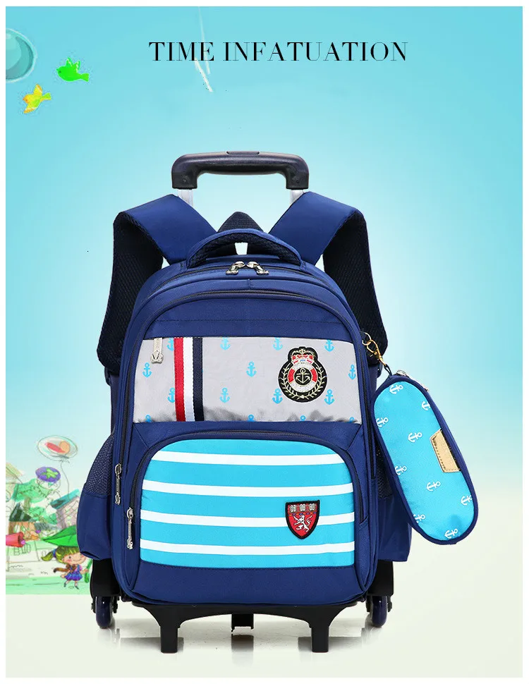 Grils Children Trolley school Backpack School Bags Removable Wheeled Bags Nylon Orthopedic Backpacks for teenagers boys Mochila