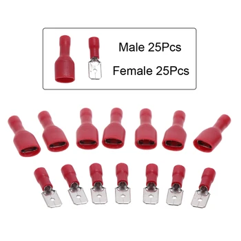 

50PCS 22-18AWG Splice Wire Connector Insulated Male Female Crimp Spade Terminal