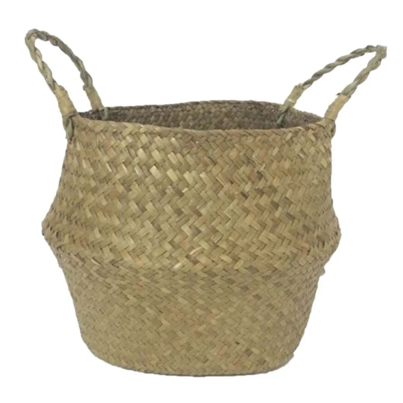 Бамбуковые корзины для хранения ручной работы, складная соломенная плетеная корзина из ротанга для белья, цветочный горшок, корзина для растений
