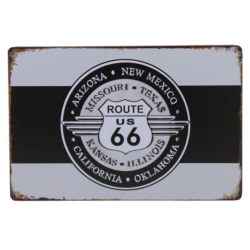 B Route 66 бар металлическая пластина плакат Pub Up Art Железный кафе-гараж Настенный декор ретро-наклейки винтажный оловянный знак жестяные знаки живопись H17 - Цвет: B