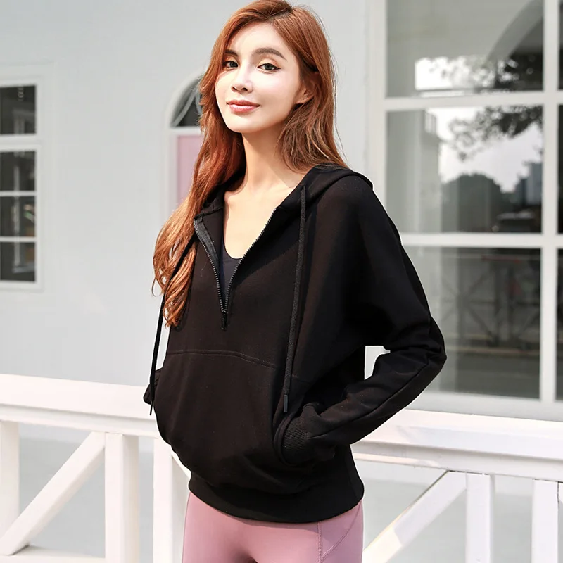 Sports Jacket Women's Summer Autumn Quick Drying Clothes Running Training Yoga Clothes Long-Sleeve Fitness Suit - Цвет: Черный