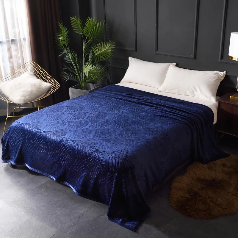 Solid Color Embossed Flannel Throw Blankets Sofa Cover Mat Warm Sheets Bedspread Coverlet Soft Summer Air Conditioning Blanket | Дом и сад