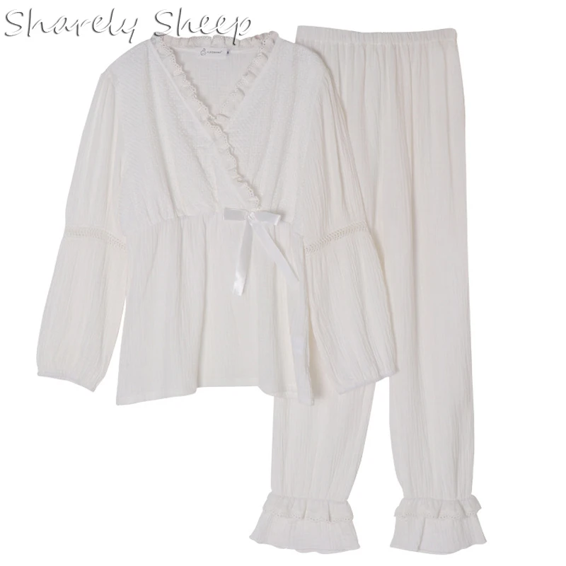 Белая хлопковая Пижама для беременных и кормящих, комплект пижамы для больниц, Одежда для беременных женщин, домашняя пижама для грудного вскармливания