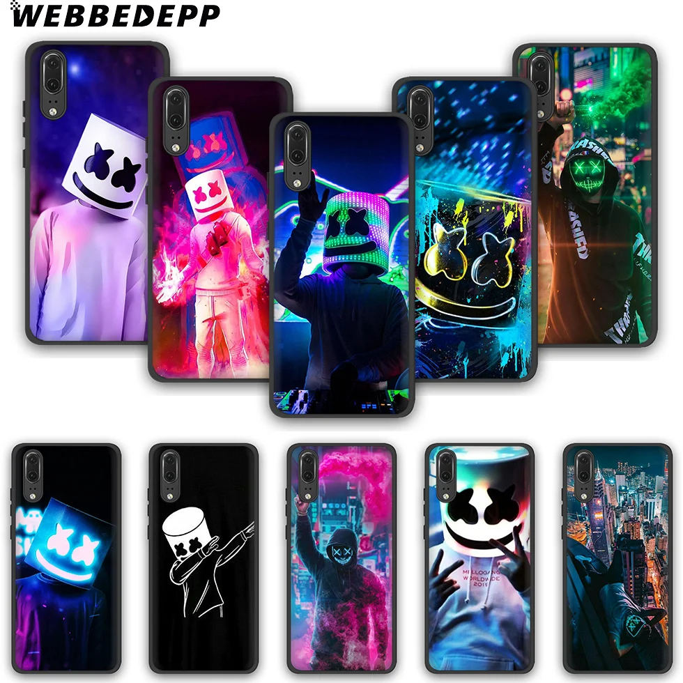 WEBBEDEPP Marshmello Dotcom DJ Alone TPU phone case for Huawei P10 P20 P30 Lite Pro Y6 Y7 prime 2018 Y9 2019 |
