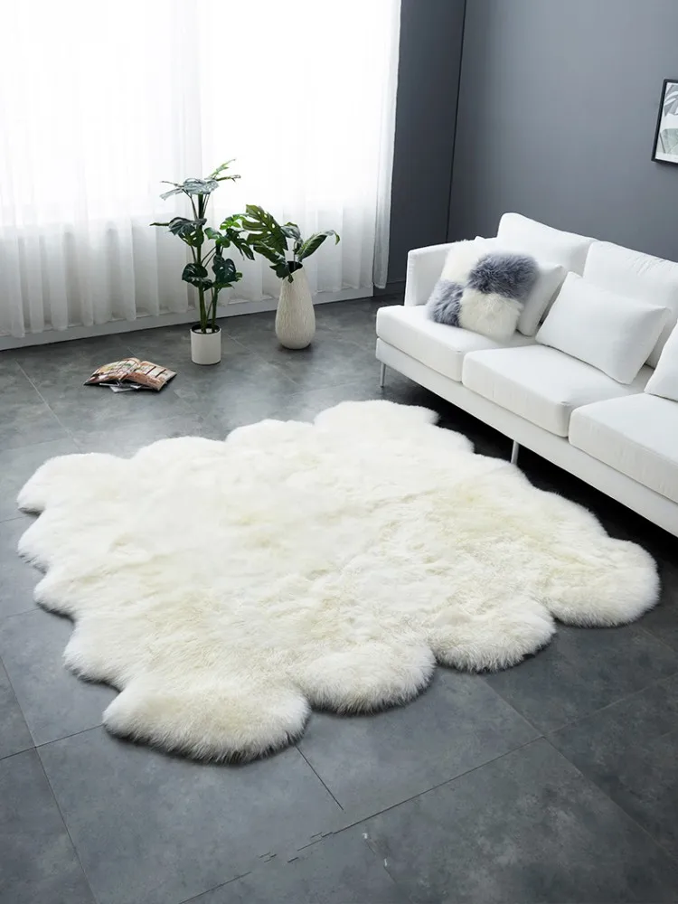 Big size Natural sheepskin rug 8P 180*200cm, shaggy sheep skin living room carpet for home decoration bedroom slide mat