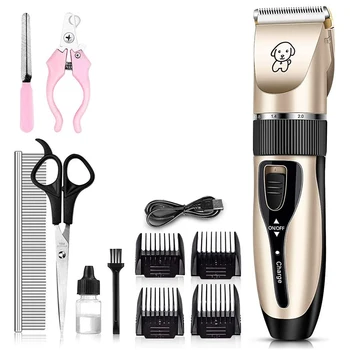 

Dog Grooming Clippers, Professional 5-In-1 Rechargeable Dog Hair Clippers Kit Perfect for Small Medium Dogs & Cat
