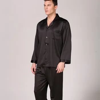 

Spring Mens Stain Silk Pajama Set Pajamas Men Sleepwear Modern Style Silk Nightgown Home Male Satin Soft Cozy For Sleeping