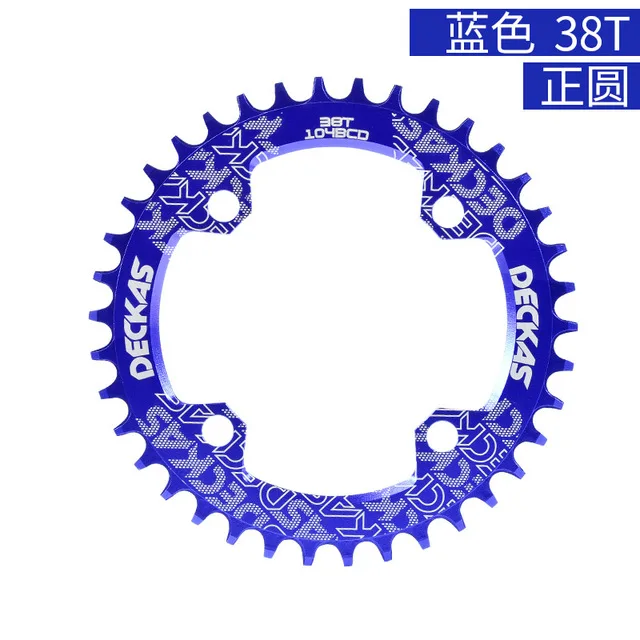 38T round blue Roda dentada deckas ounico disco 104bcd 32-38 t горный велосипед manivela roda dentada liga de aluminio bcd104 dentada горный велосипед - Цвет: 38T round blue