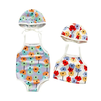 

0-24M Kids Baby Girls Floral Bikini Beach Summer Girl Swimsuit Baby Swimwear Hat Set Bathing Suit Swim Suits 2pcs 2020 New