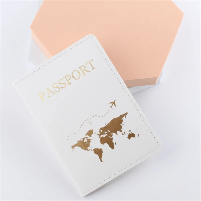 PU Leather World Map Travel Passport Cover Personalised Women American Passport Holder Case for America Men Travel Document Case