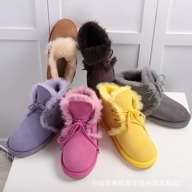 

Shoes Woman Winter Keep Warm Increase Sheepskin Non-slip Soft Boots