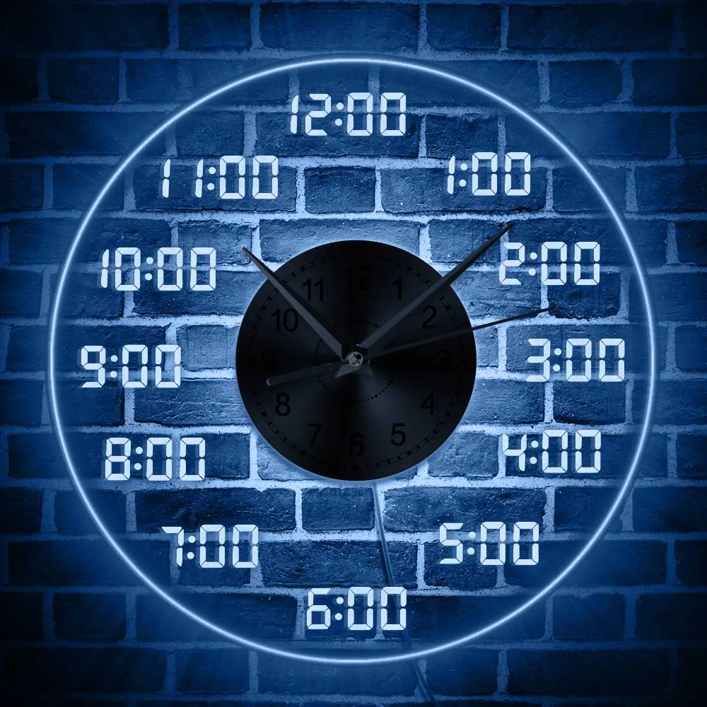 

Analogous Digital Wall Clock with LED Backlight Classic Numbers Design Numeral Display Acrylic Lighting Night Wall Light Decor