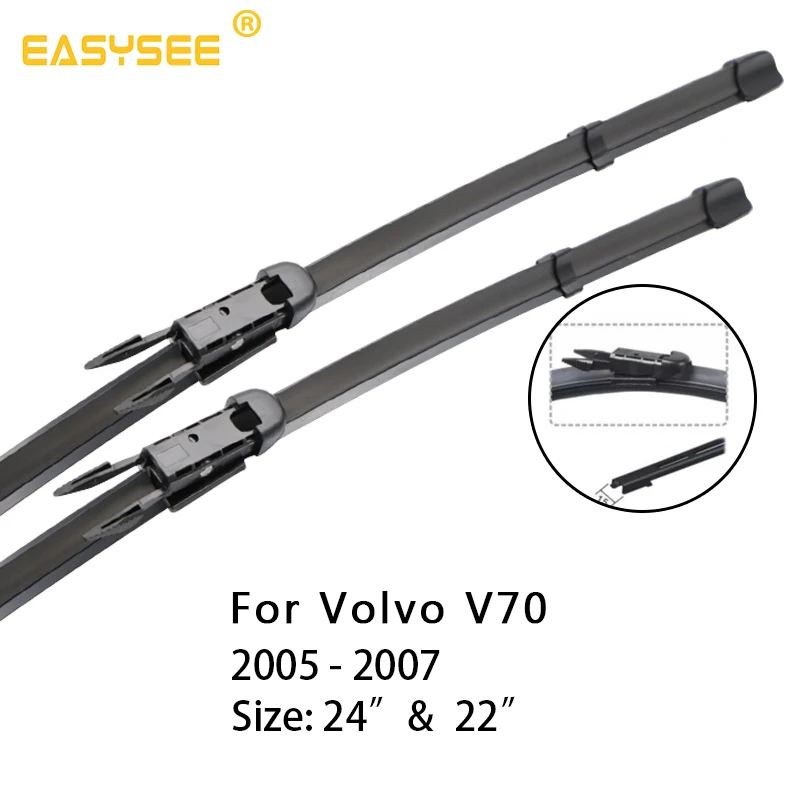 PNSL автомобильные щетки стеклоочистителя ветрового стекла для Volvo V70 Fit Pinch Tab Arms/кнопочные модели от 2005 до 2" и 22"