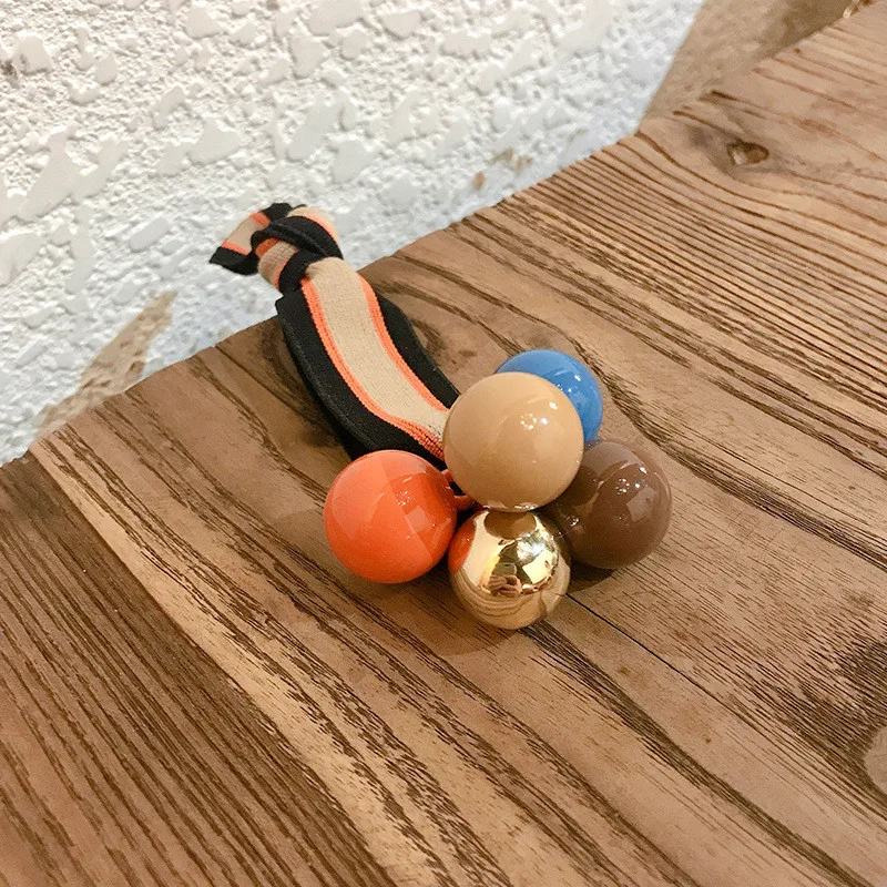 Мода крем из бисера на резиновой подошве для детей группа BB девушки hairties Детские Волосы Резинки аксессуары