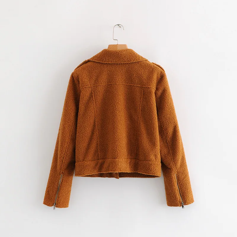 

2018 Autumn New Style Solid Color Fold-down Collar Berber Fleece Jacket WOMEN'S Coat S9570