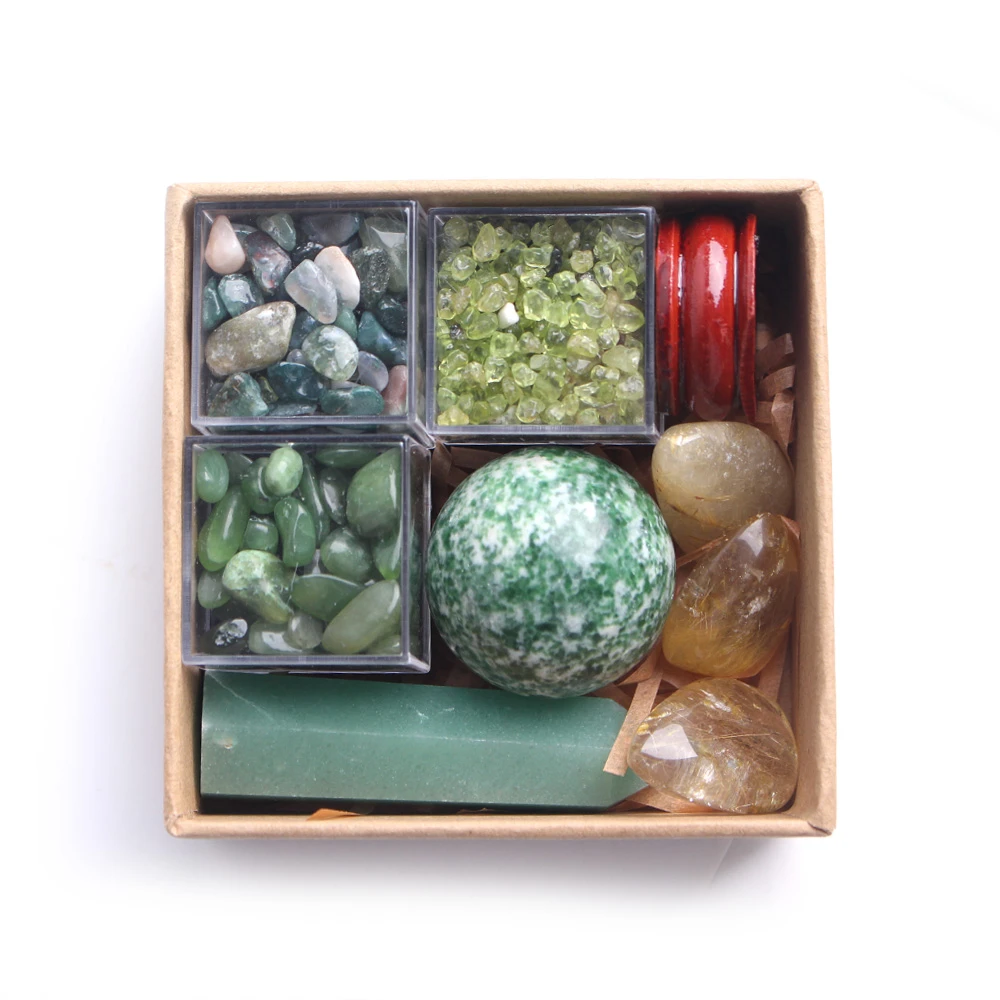 Natural Mixed Crystal Set Ball Wand Polished Stone Vogue Collection Wand Artwork Specimen Jewelry Gift Box-packed Home Decor Diy