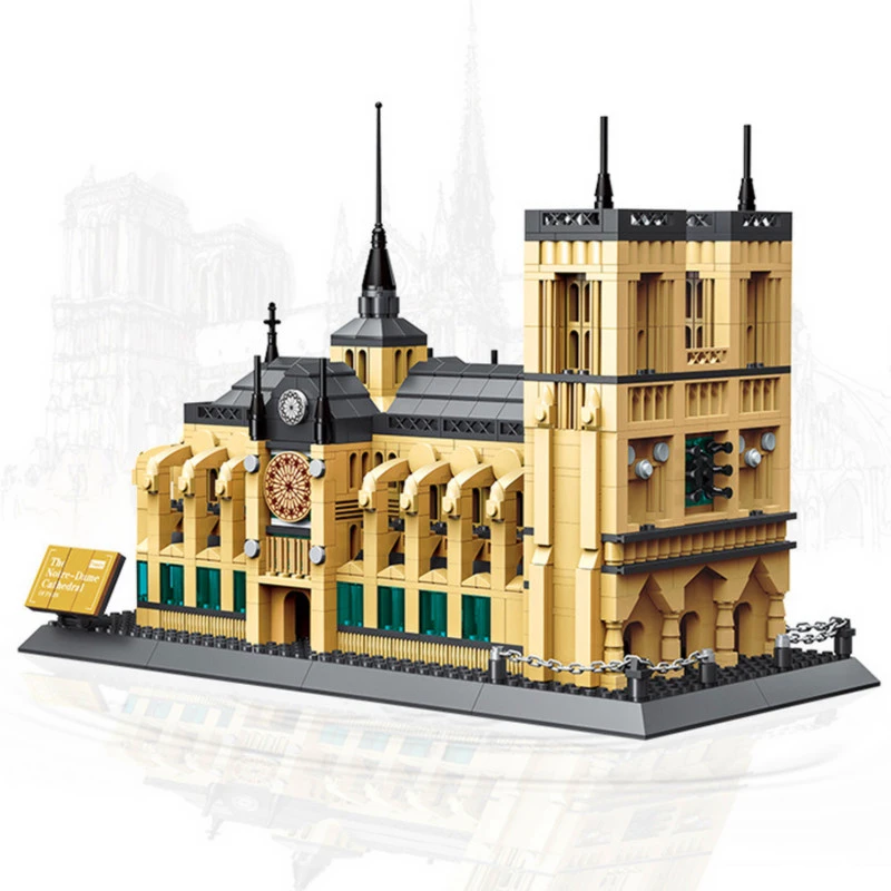 WANGE Architecture Notre-Dame De Paris Building Blocks Sets City Bricks Classic Skyline Model Kids Gift Toys