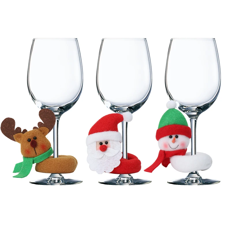 

2019 New Christmas Wine Glass Cushions Covers Santa Claus Snowman Elk Bottle Covers Set New Year Party Home Dinner Decorations