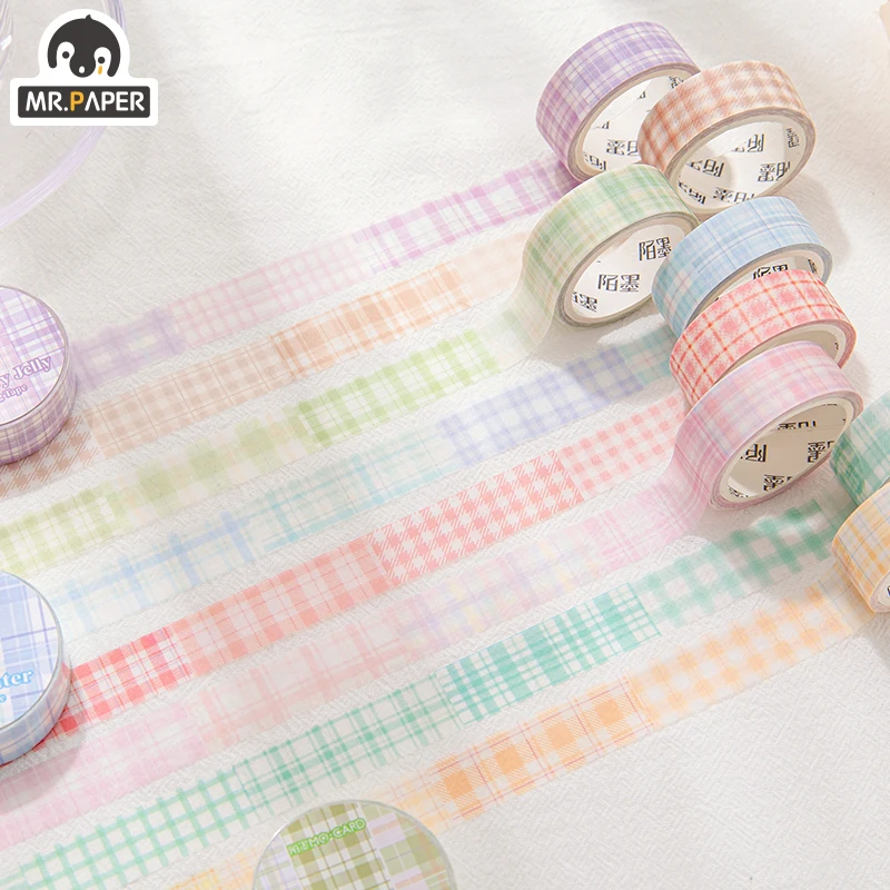 El Sr. De papel 8 diseños 1 rollo de celosía serie Ins estilo creativo lindo Decor mano cuenta DIY Material único cinta de Washi