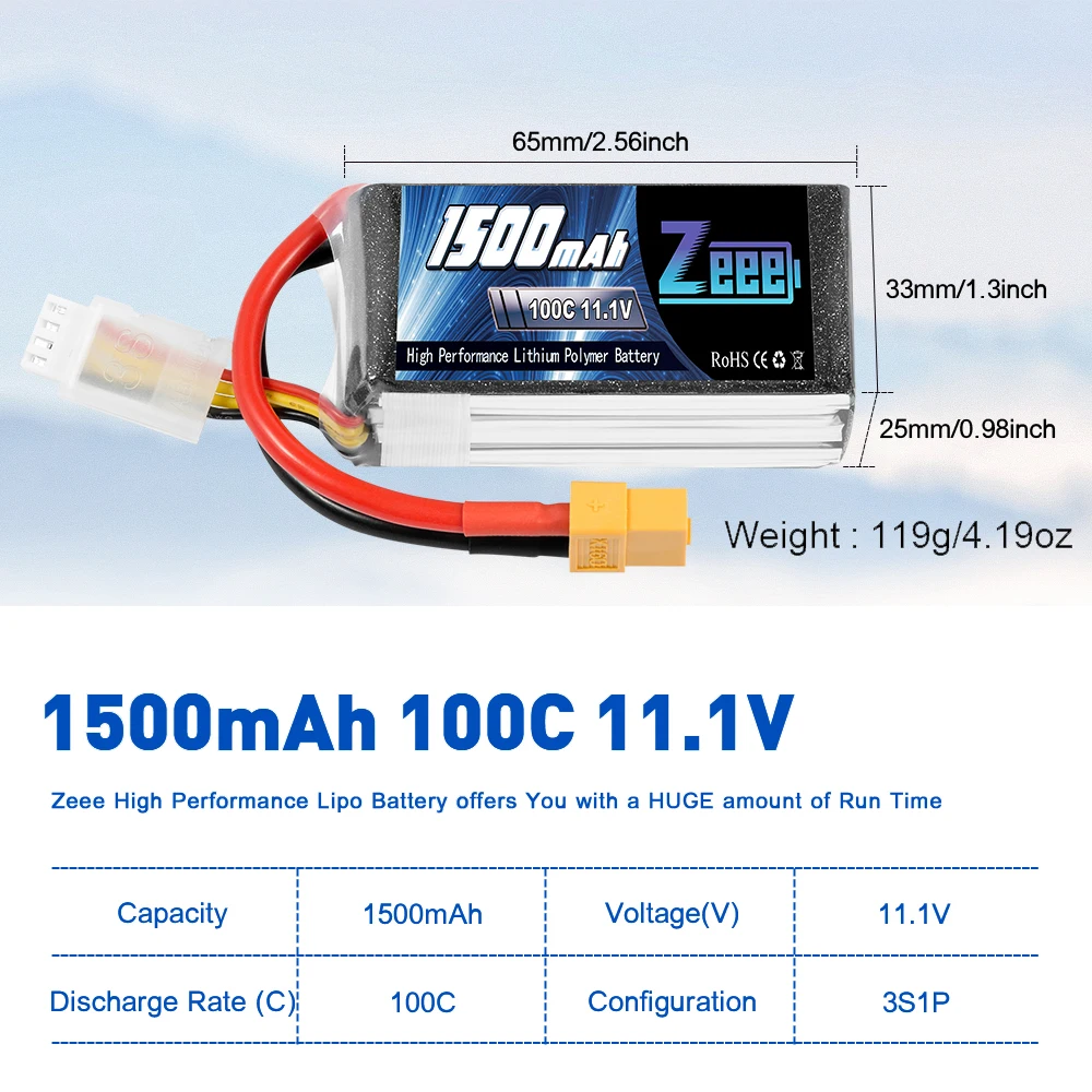 Zeee 2 блока 11 1 V 1500mAh 100C 3S литий полимерный аккумулятор с XT60 разъемом мягкий корпус