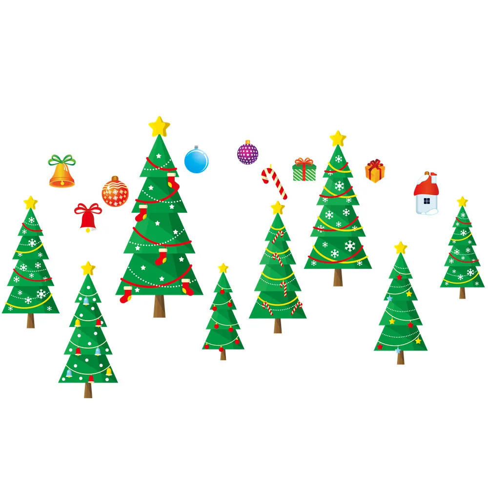 Merry Christmas Настенная Наклейка Рождество комнатное дерево наклейки на стену, плакат Декор Наклейка Съемные праздничные украшения липкие обои