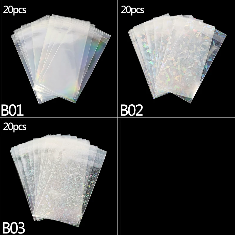 20pcs Broken Gemstone Glass Little Stars Laser Flashing Card Film Holographic Idol Photo Card Sleeves Tarot Super Card Protector 2