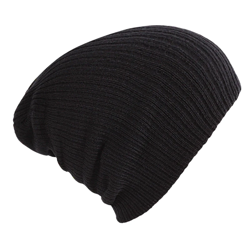 Вязаная шапка для мужчин и женщин, вязаная Лыжная шапка, хип-хоп зимняя шапка, теплая шерстяная шапка унисекс, зимние шапки для женщин и мужчин - Цвет: Черный