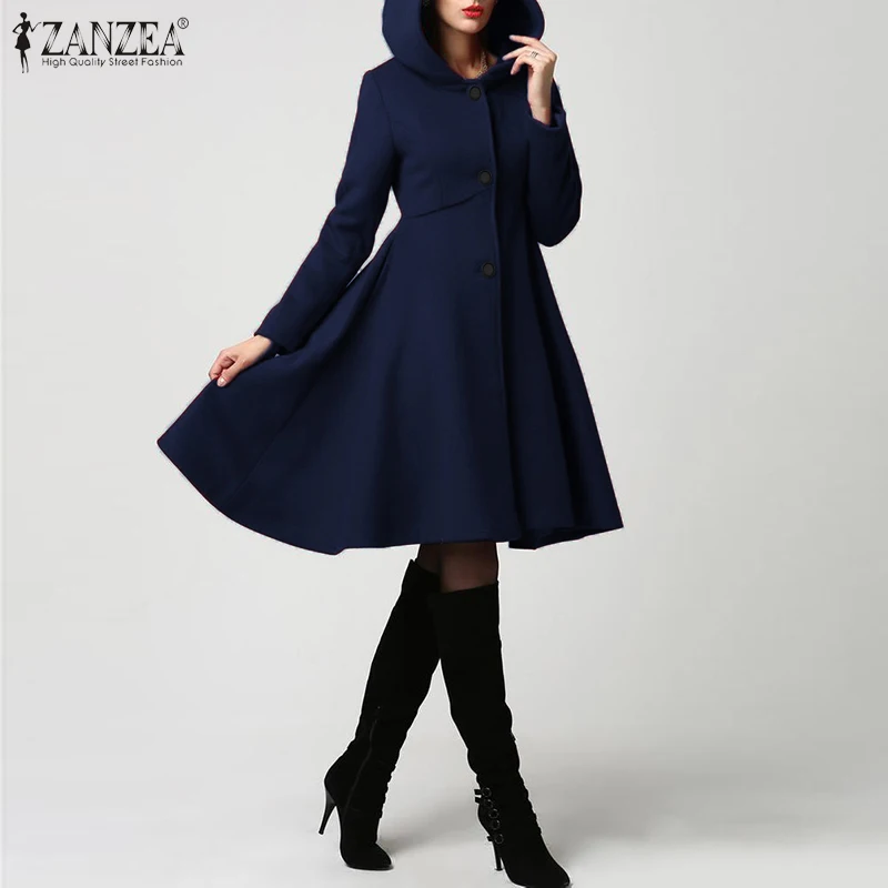 Very best Women Hoodies Coats Long Jackets 2019 ZANZEA Winter Turn Down Neck Overcoats Plus Size 5XL Ladies P
