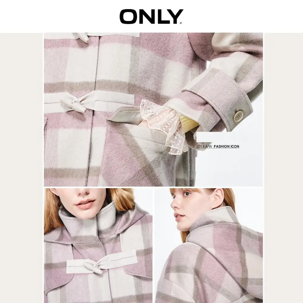 lower price  ONLY Autumn Winter Women's Cotton-rich Checked Woolen Coat  11934S511
