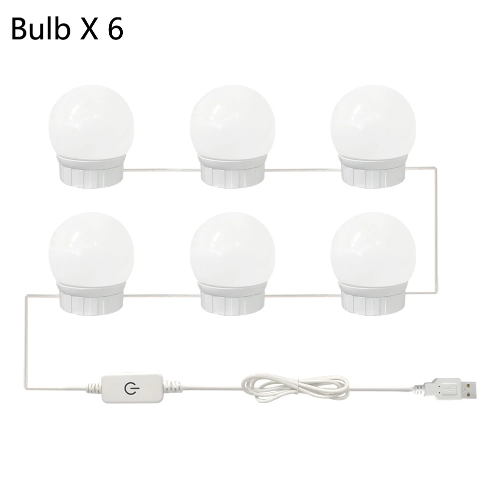 6LEDs USB светодиодный 5 В макияж лампа 2 6 10 14 лампы Комплект для туалетного столика бесступенчатая диммируемая голливудский косметический зеркальный светильник - Испускаемый цвет: 6LEDs