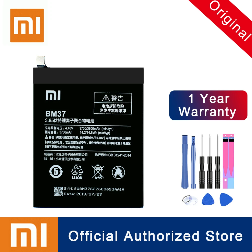 Xiao Mi 100% оригинал BM37 для Xiaomi 5S Plus запасная батарея 3800 мАч реальная емкость