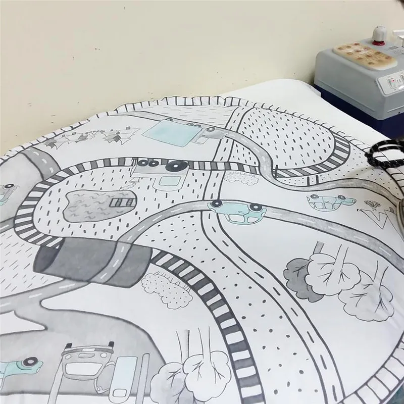 Baby Car Racing Road Game Play Mat 26 English Letters Kids Educational Crawling Blanket Village Road Unicorn Floor Carpet (6)