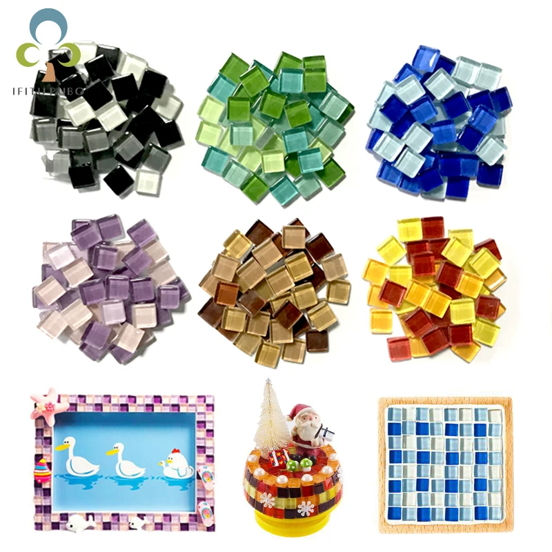 100pcs Assorted Color Square Glass Mosaic Tiles For DIY Crafts Supplier 1cmX1cm 
