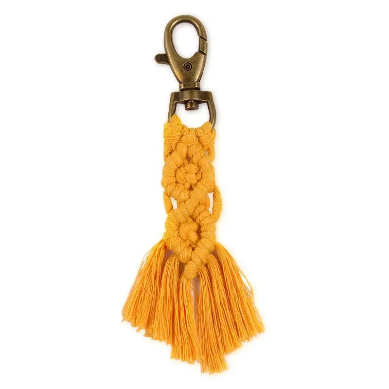 Макраме брелок для ключей с кисточкой брелок для женщин ручной работы - Цвет: Цвет: желтый