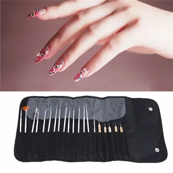 

20Pcs/Set Nail Art Brush Liner Dotting Fan Design Painting Drawing Carving Pen UV Gel Manicure Tool Set