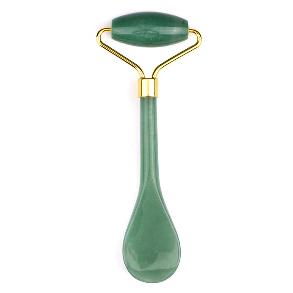 2 In 1 Eyes Guasha Chin Face Lifting Tool Massage Roller Skin Tightening Artificial Jade Promote Absorption Reduce Puffiness - Цвет: Зеленый