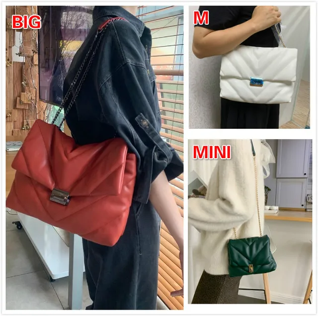 Solid Color PU Leather Crossbody Bags 2021 Designer Chains Women Shoulde Bags Luxury White Lady Messenger Bag Purse Bolso Mujer 5