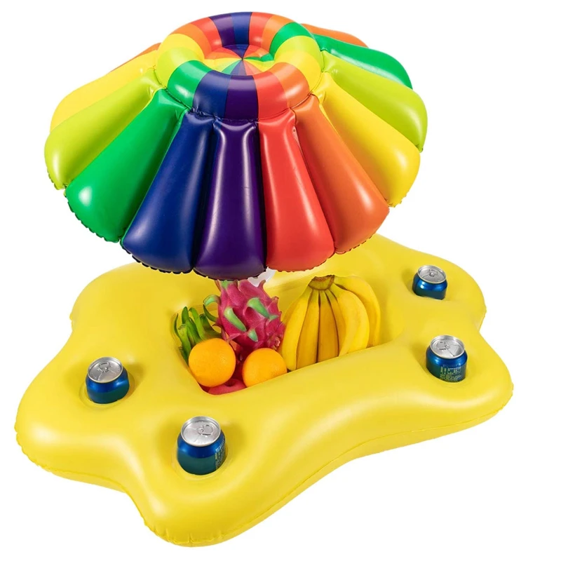 

Summer Pool Inflatable Cup Holder Water Party Ice Bar Swimming Pool Float Beer Beverage Cooler Pvc Inflatable Floating Bar Tray