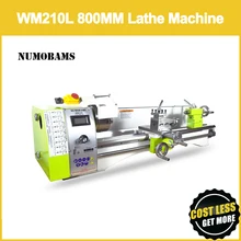 Numobams wm210l-mini máquina de torno de metal, motor sem escova, 850w, mt5, comprimento de trabalho com 800mm, mandril