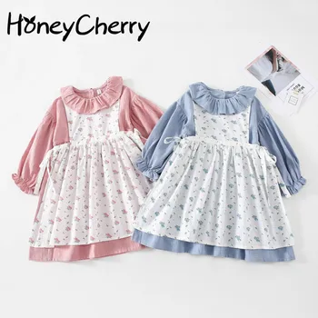 

2020 Autumn New Girl's Sweet Floral Gown + Ruffled Collar Dress little girls dresses toddler girl clothes