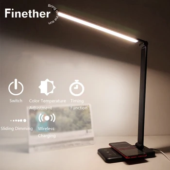 

USB Rechargeable Wireless Charging 52 LEDTable Lamp With 5 Dimming Color Time Setting Multifunctional LED Desk Lamp For Phones